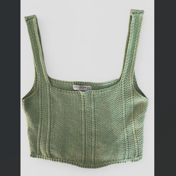 Stradivarius Green cropped Knit Top - Medium - Picture 1 of 2